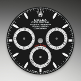 Detail image showing Black dial for Rolex Cosmograph Daytona 