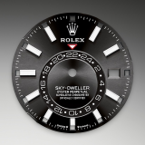 Detail image showing Bright black dial for Rolex Sky-Dweller 