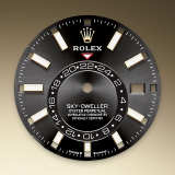Detail image showing Bright black dial for Rolex Sky-Dweller 