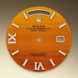 Detail image showing Carnelian dial for Rolex Day-Date 36 