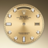 Detail image showing Champagne-colour dial for Rolex Day-Date 36 