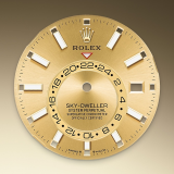 Detail image showing Champagne-colour dial for Rolex Sky-Dweller 