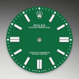 Detail image showing Green Dial for Rolex Oyster Perpetual 41 