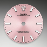 Detail image showing Pink Dial for Rolex Oyster Perpetual 28 