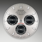 Detail image showing Steel and bright black dial for Rolex Cosmograph Daytona 