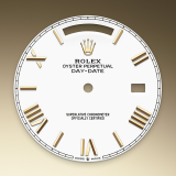 Detail image showing White dial for Rolex Day-Date 40 