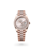 Rolex Day-Date 40 Day-Date Oyster, 40 mm, Everose gold and diamonds - M228345RBR-0007 at Boutellier Montres