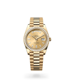 Rolex Day-Date 40 Day-Date Oyster, 40 mm, yellow gold and diamonds - M228348RBR-0002 at Boutellier Montres
