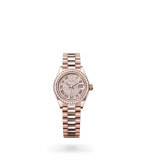 Rolex Lady-Datejust Oyster, 28 mm, Everose gold and diamonds - M279135RBR-0021 at Boutellier Montres